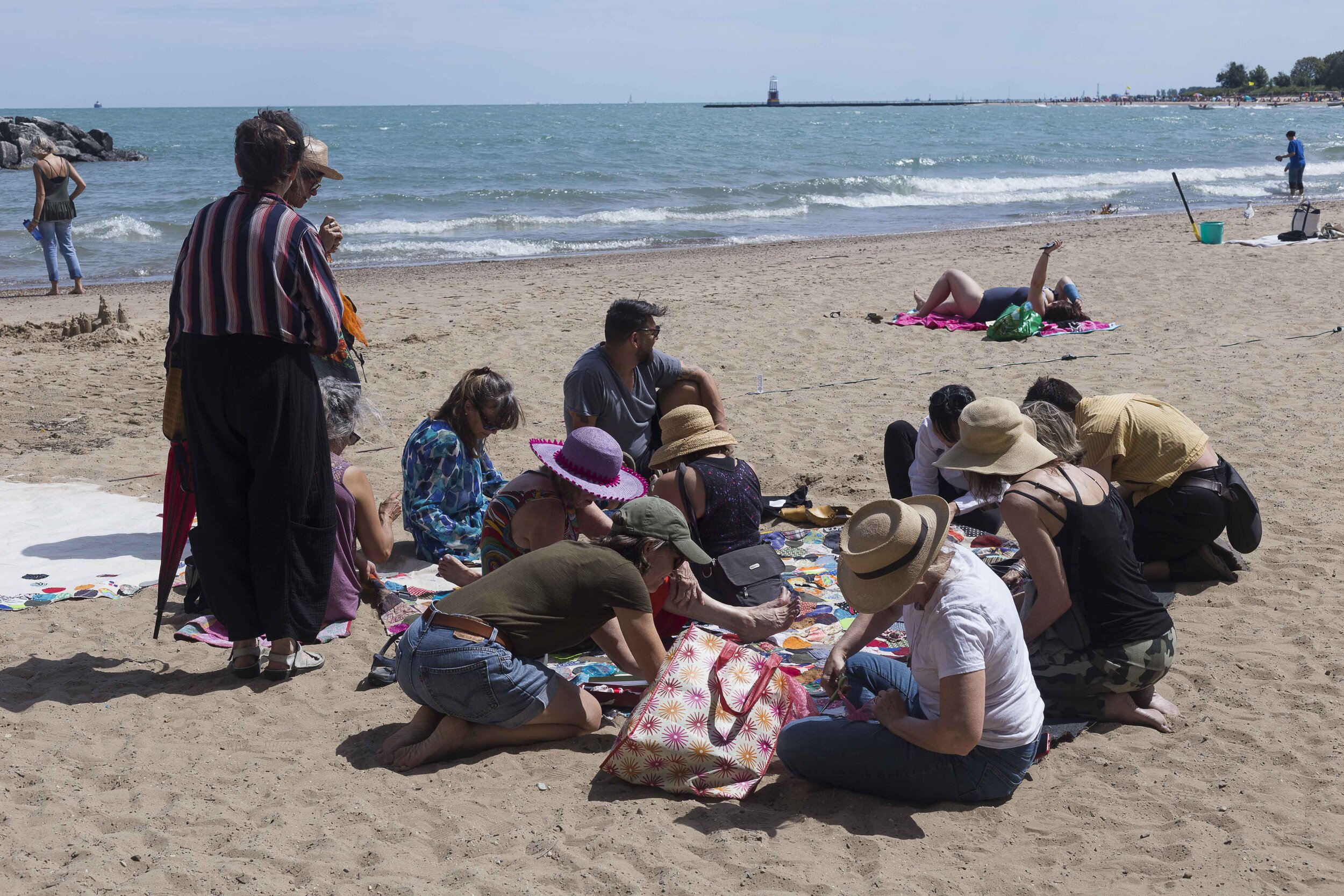  Diane Christiansen and artists in procession for  Water Music on the Beach  2019. 