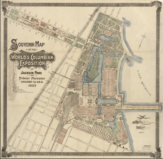  Souvenir map of the World's Columbian Exposition at Jackson Park and Midway Plaisance, Chicago, 1893. Library of Congress Geography and Map Division Washington,&nbsp;D.C.   