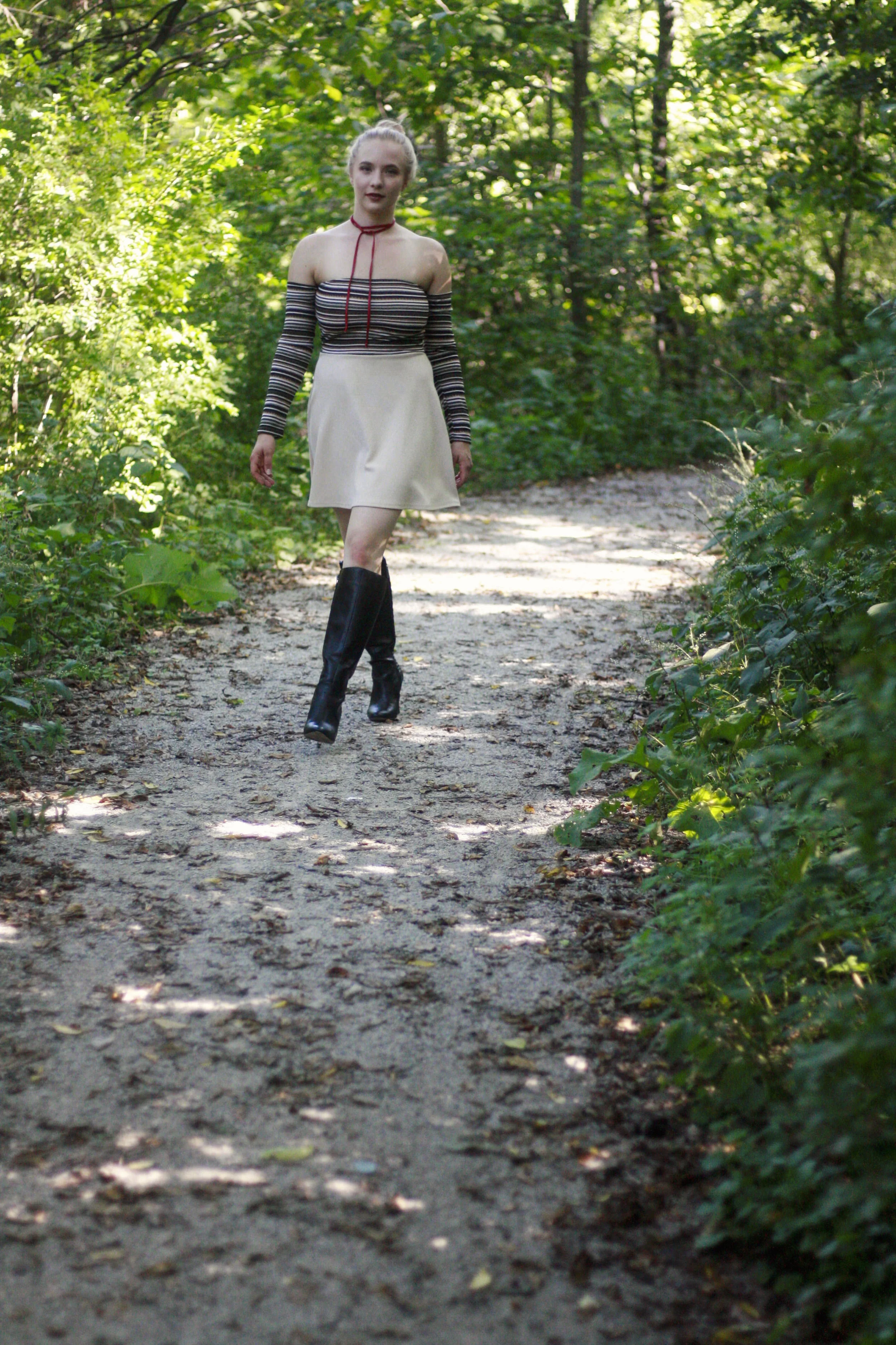 Dress: Kleveland Clothing , $32 (similar here and here ). Boots: BCBGeneration (similar pairs here , here and here ). Neck Tie: Kleveland Clothing, $5 (available in store, similar here and in yellow here ). Lipstick: Revlon ColorStay Overtime Liquid Lip Color in Eternally Tan Photography by C indy Wilson .