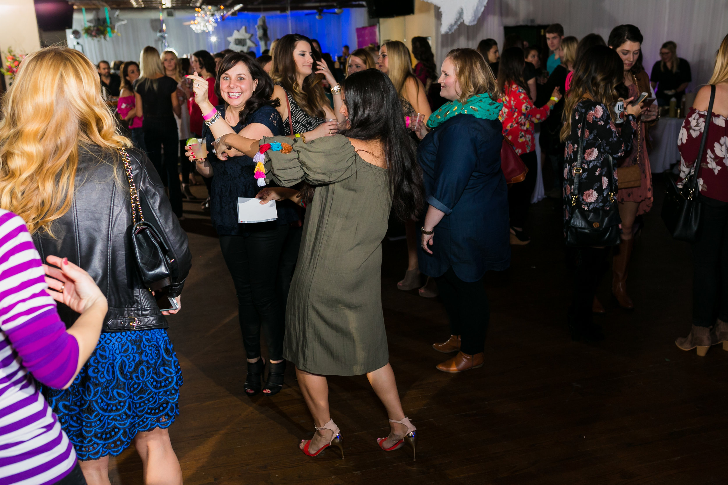 Guests couldn't help but get down to Christy Ray's cuts. Catherine Lowe wearing a Lion & Witch festive frock was a sucker for the party playlist.