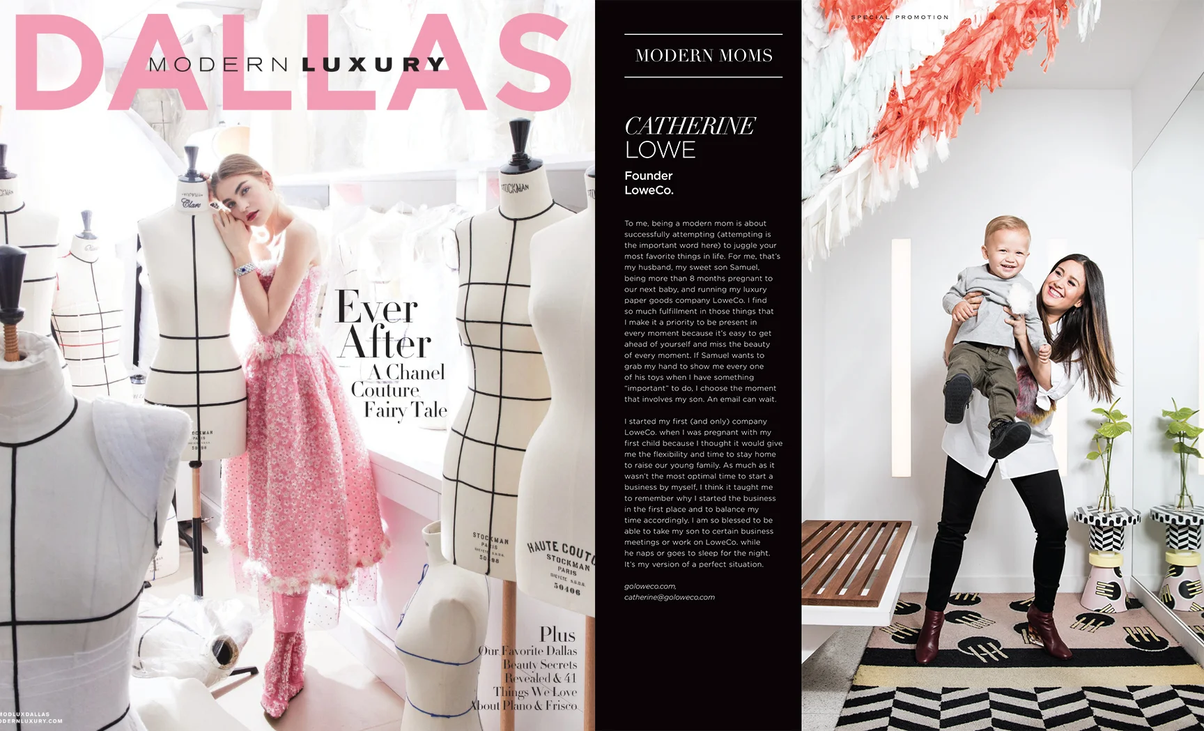 Modern Moms feature in Modern Luxury Dallas, May 2018.