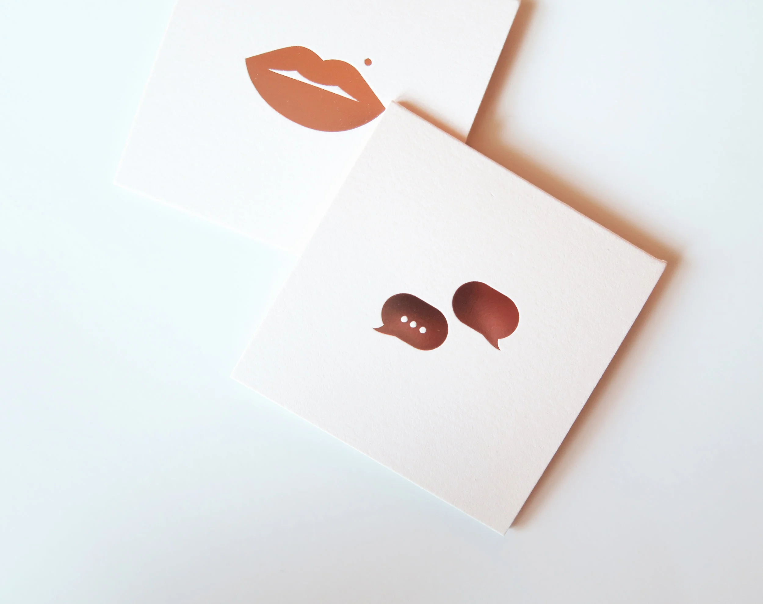 Our limited-edition blush cards with rose-gold foil icons on Strathmore cotton stock.