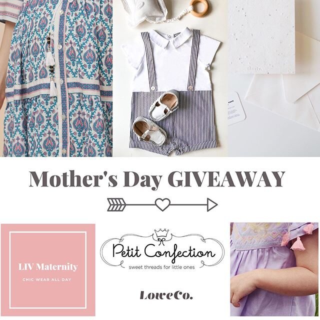 Happy Mother's Day!  We've partnered with @chantellepaige, @petitconfectionshop, and @livmaternity to bring two lucky winners a total of $600 worth of prizes!! Here are the prizes:
*Petit Confection - $150 shop credit *LIV Maternity - $85 shop credit