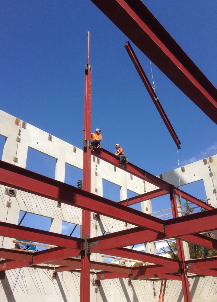Structural Steel infill in concrete tiltup building; Aquatics Center, Stanford University; Vance Brown