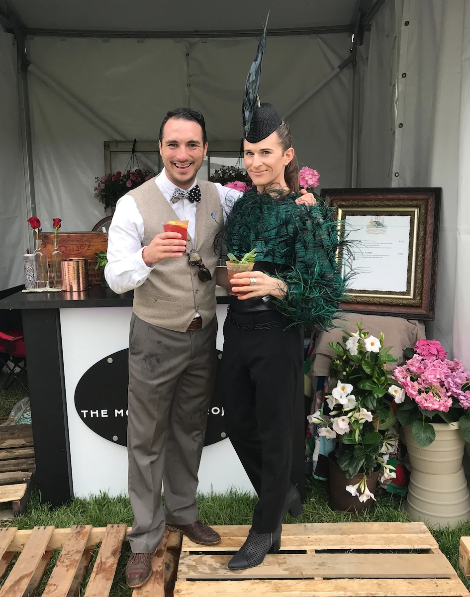 Jesse Hawkins of The Mocktail Project and Josh Miller of IDEAS xLab and the Derby Diversity & Business Summit enjoying a mocktail at Churchill Downs during the Kentucky Derby.