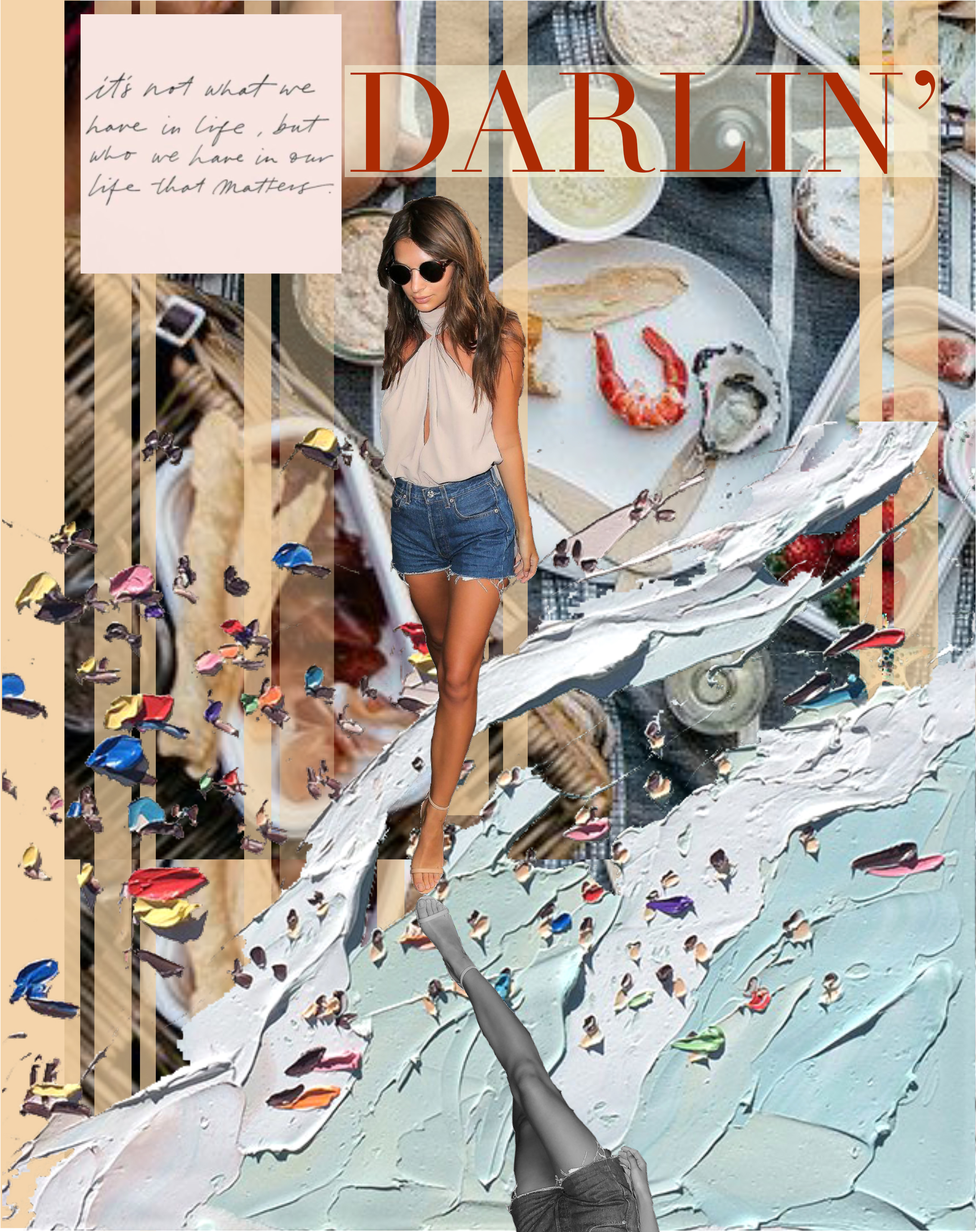 INSPIRED BY Top to Bottom: Picnic, Al Fresco Dining, Luisa Brimble . /Community-Building Events/ Emily Ratajkowski summer style/ Summer Fitness & Health/ Abstract Beach Art