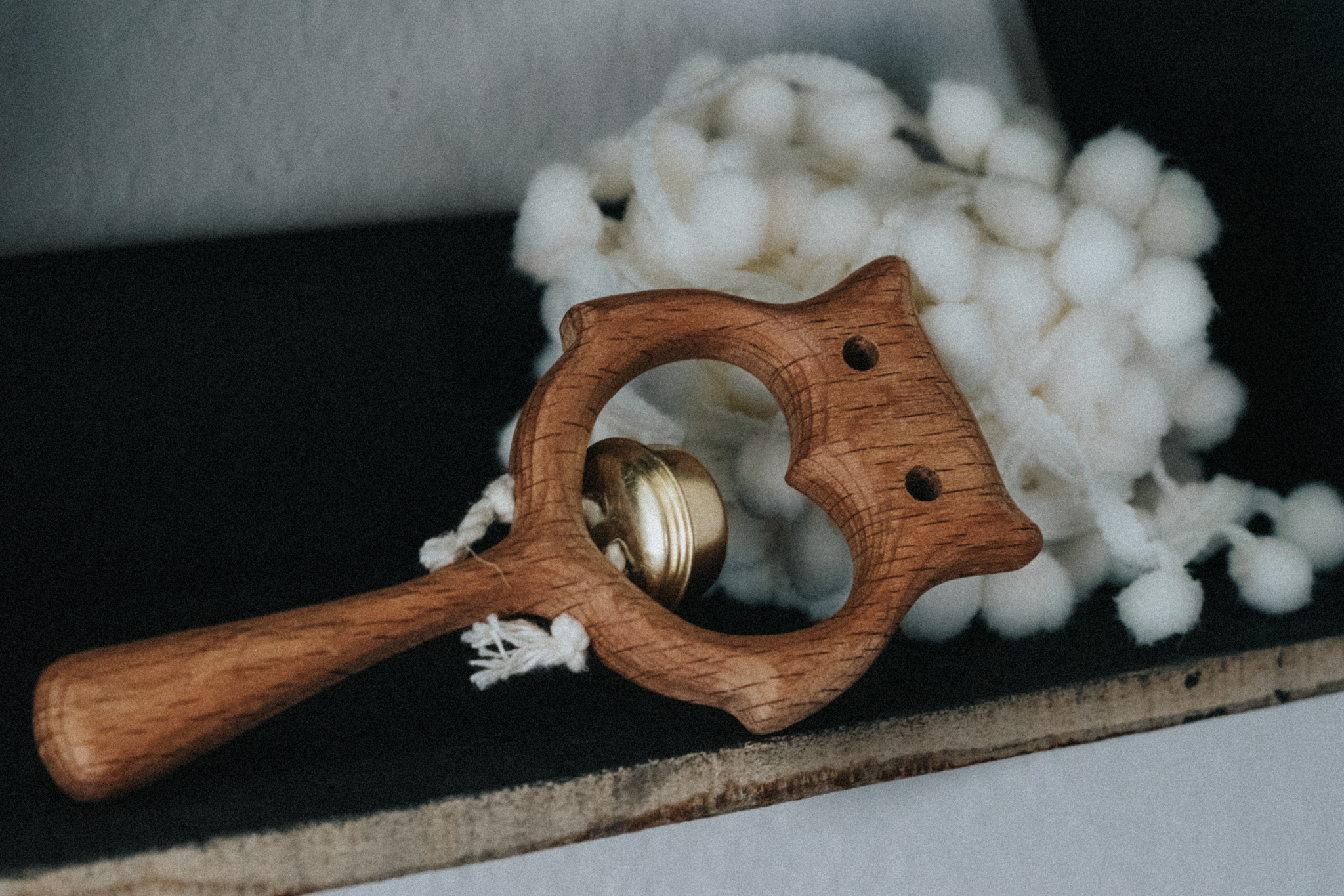 hand carved wooden rattle