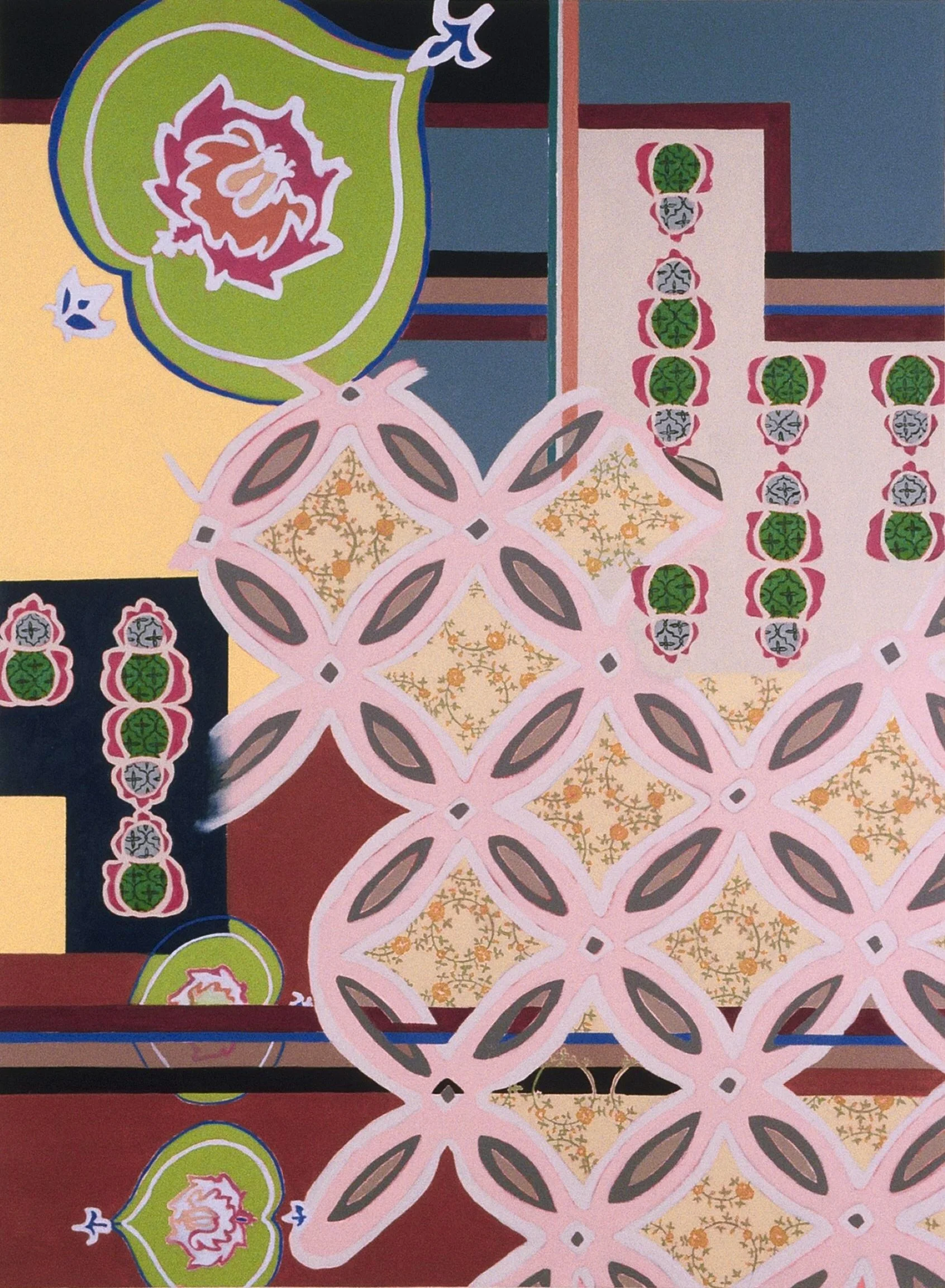  Oil painting; pattern, motif, pastel, nostalgic, vintage, collage, art for wall 