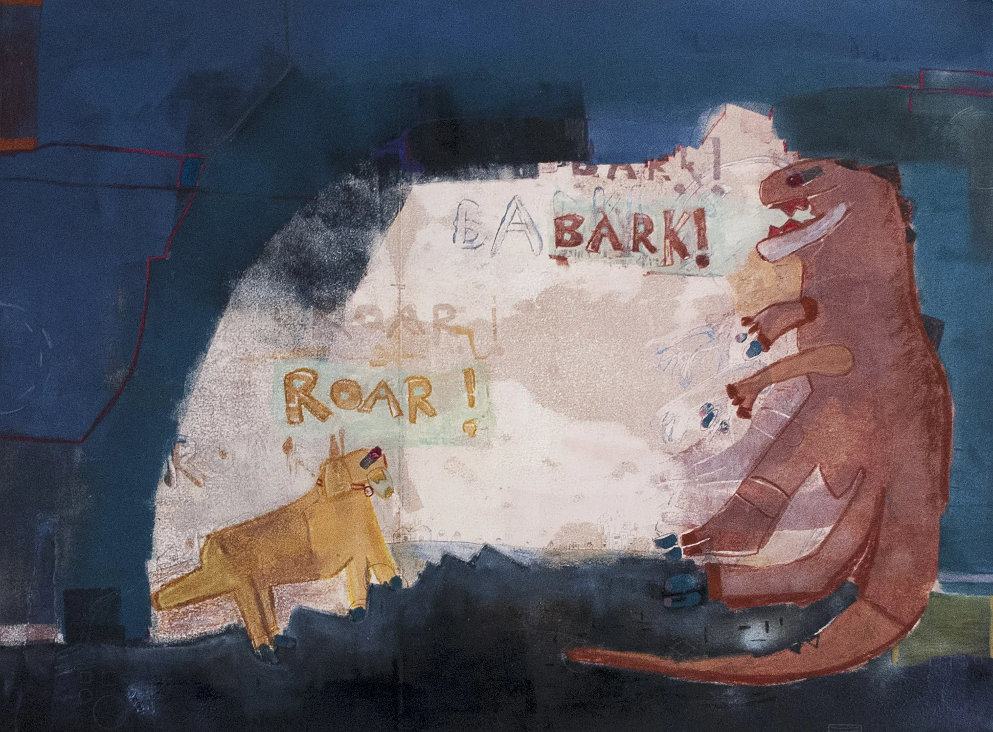 Bark vs. Roar 30" X 22"
