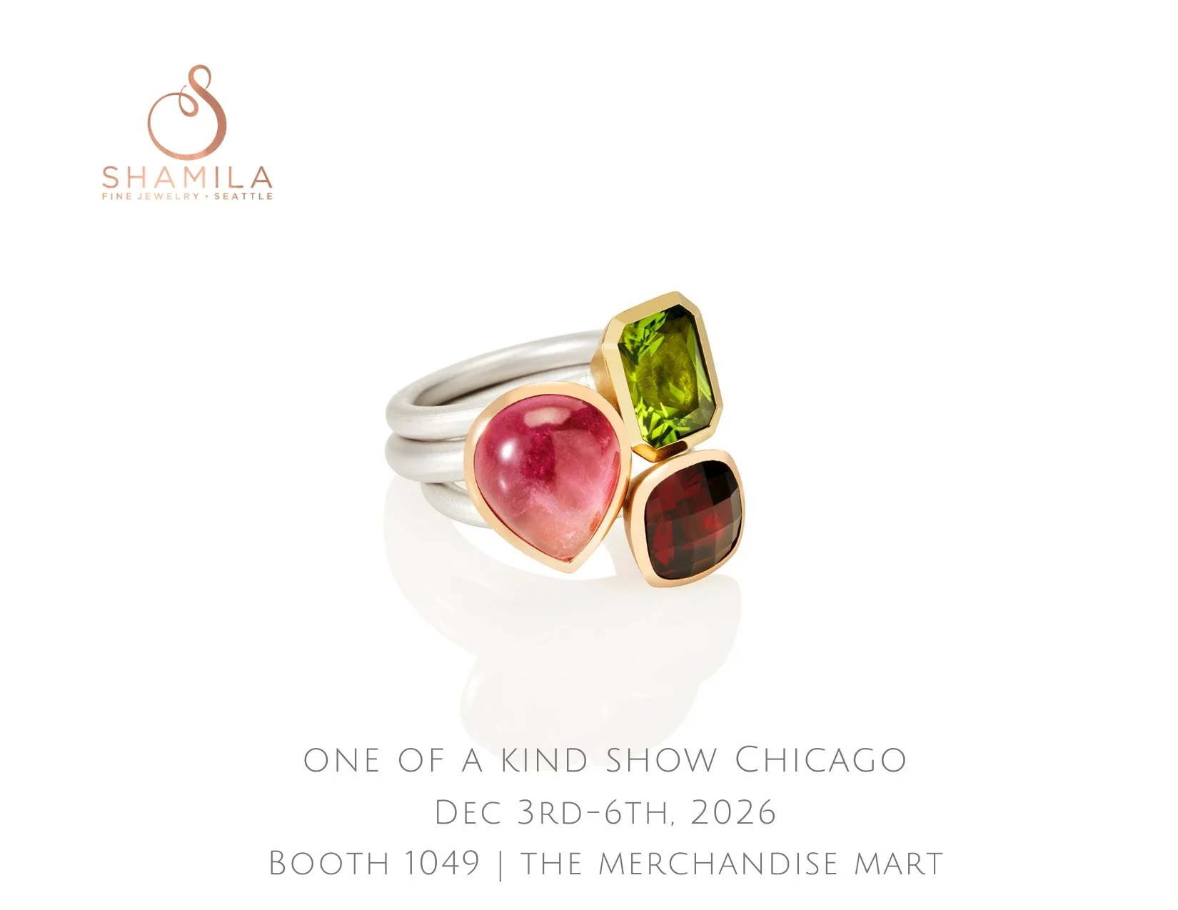 Shamila Signature Two Tone Stacking Rings - architectural and sculptural settings featuring one of a kind gems in high carat  gold and silver, handcrafted in Seattle, WA.