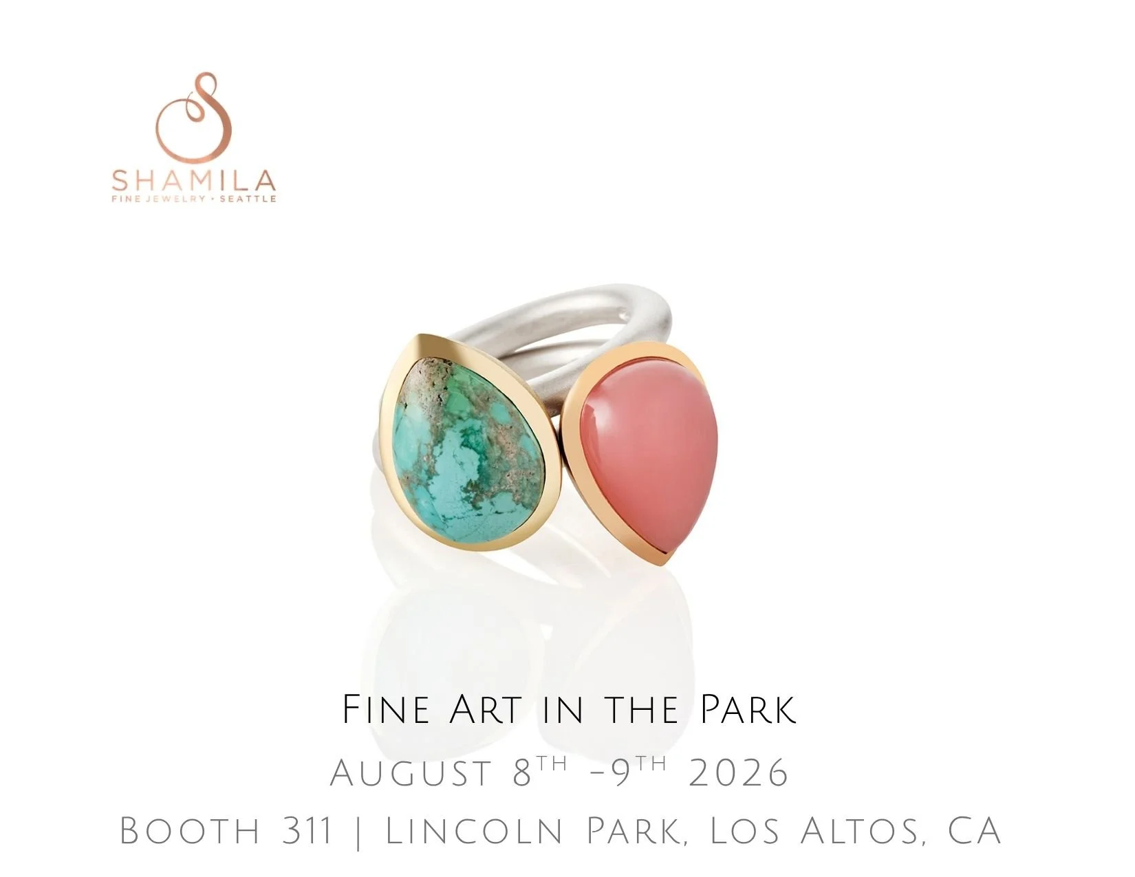 Bespoke Stacking Rings in Amaroo Turquoise and Guava Quartz