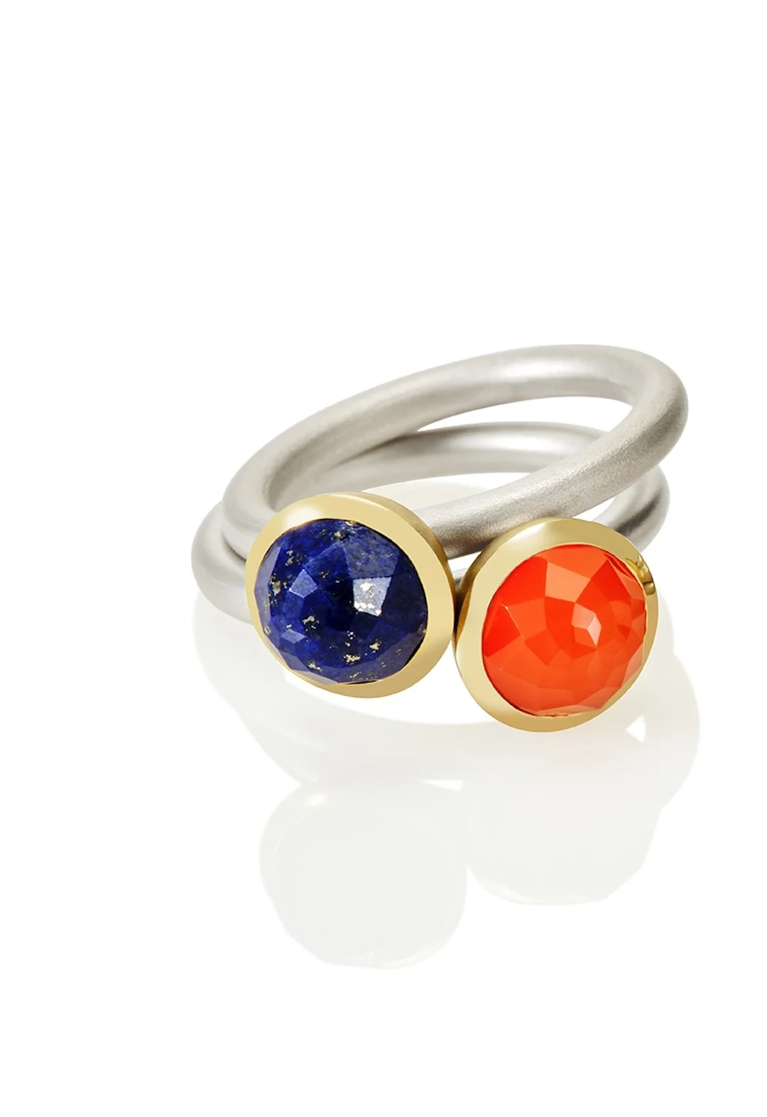 Les Petites: Lapis Lazuli and Carnelian Two Tone Stacking Rings