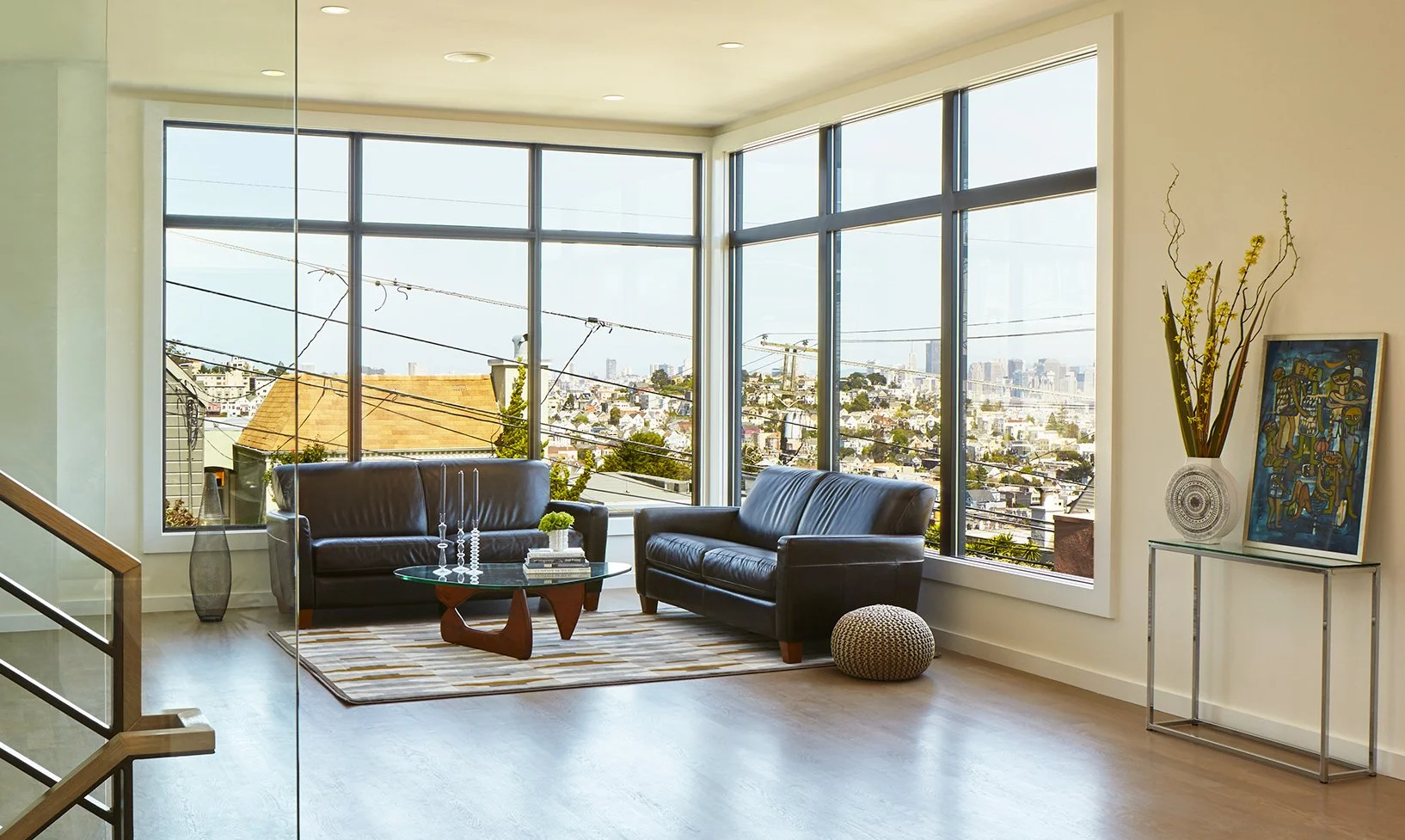 View over San Francisco from living room  remodeled by Hive Builds general contractor