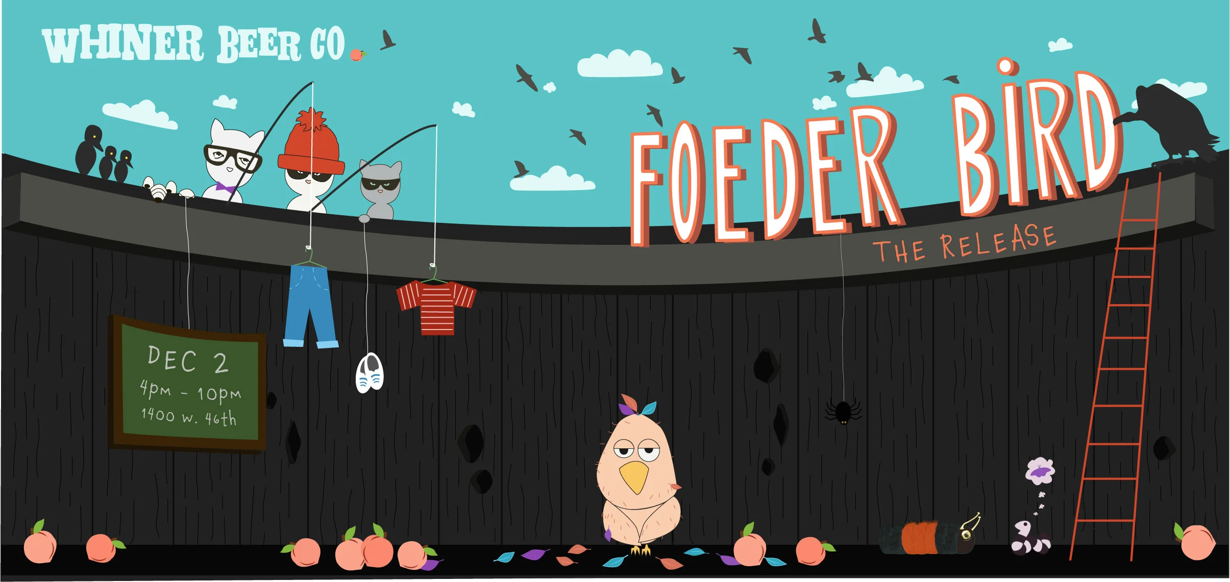 ATTENTION! The long-awaited release of Foeder Bird is scheduled for this Saturday, December 2nd , starting at 4pm . This guy has been housed in our foeder for 1 year, along with some peaches. Our taproom will have it available on draft, and bottles to go! 1400 w. 46th st., Chicago