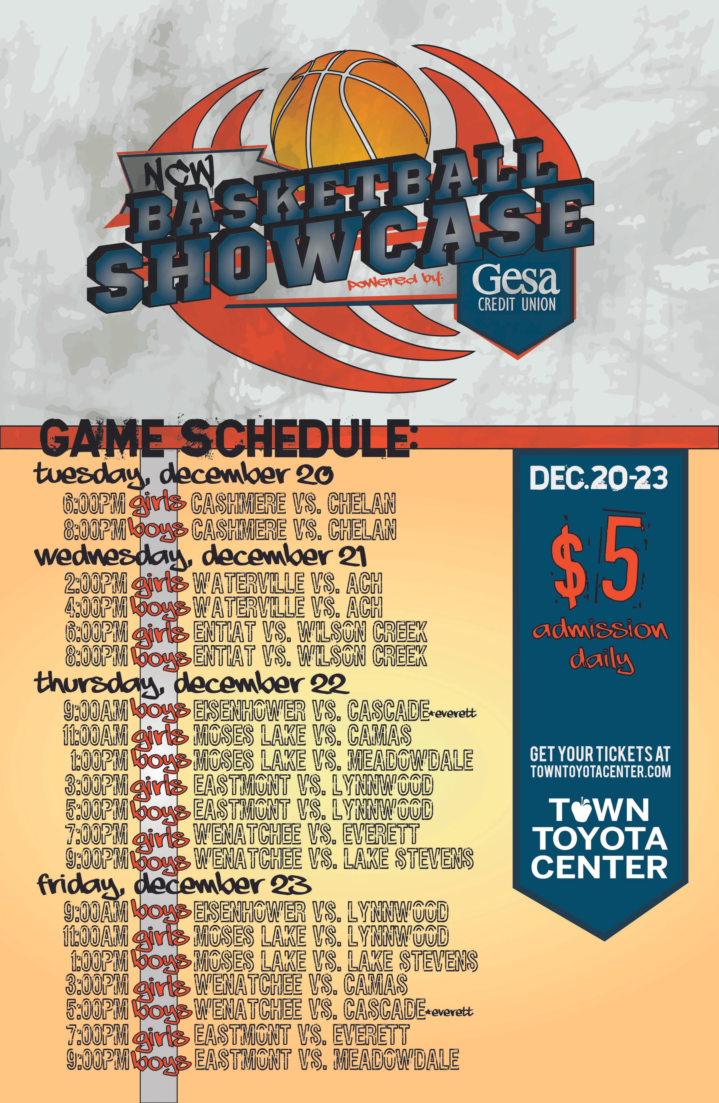 2016 Gesa NCWBBALL Showcase Poster