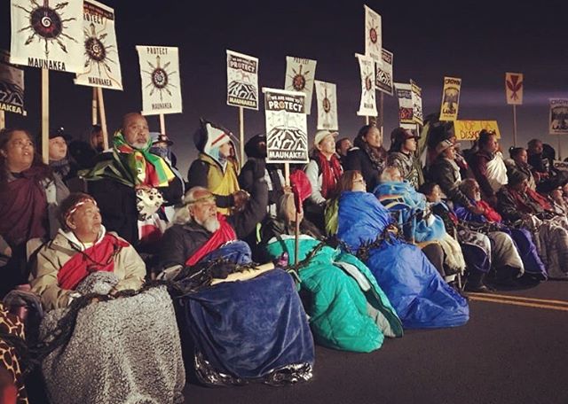 Our kūpuna (our elders) on the frontlines this morning atop Mauna Kea. Moved to tears. I love our people so much. Holding all of our kia&rsquo;i in pule today. Praying for their safety and strength. Standing with them. Mahalo piha to our kūpuna. I kn