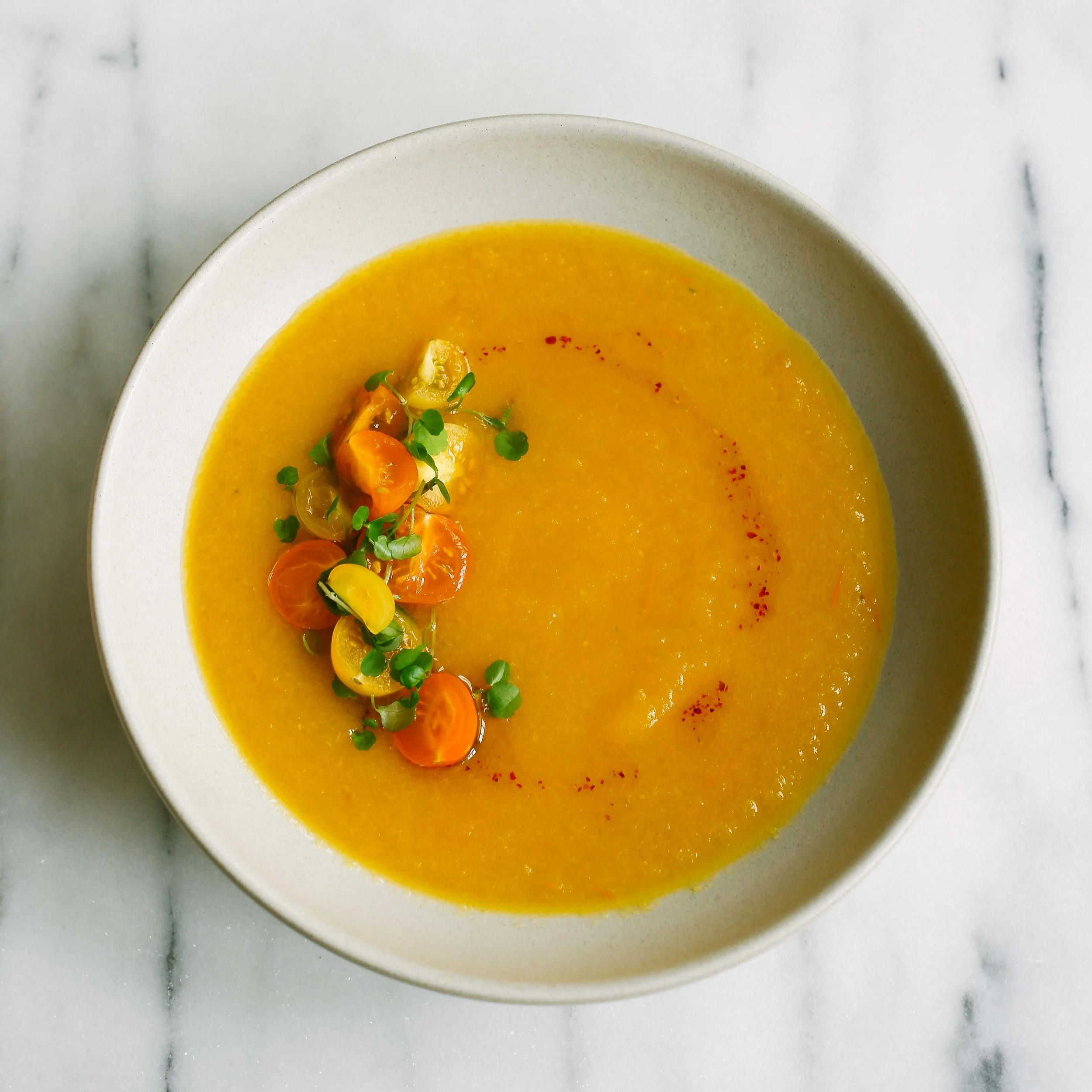 yellow tomato and beet gazpacho | field + forest