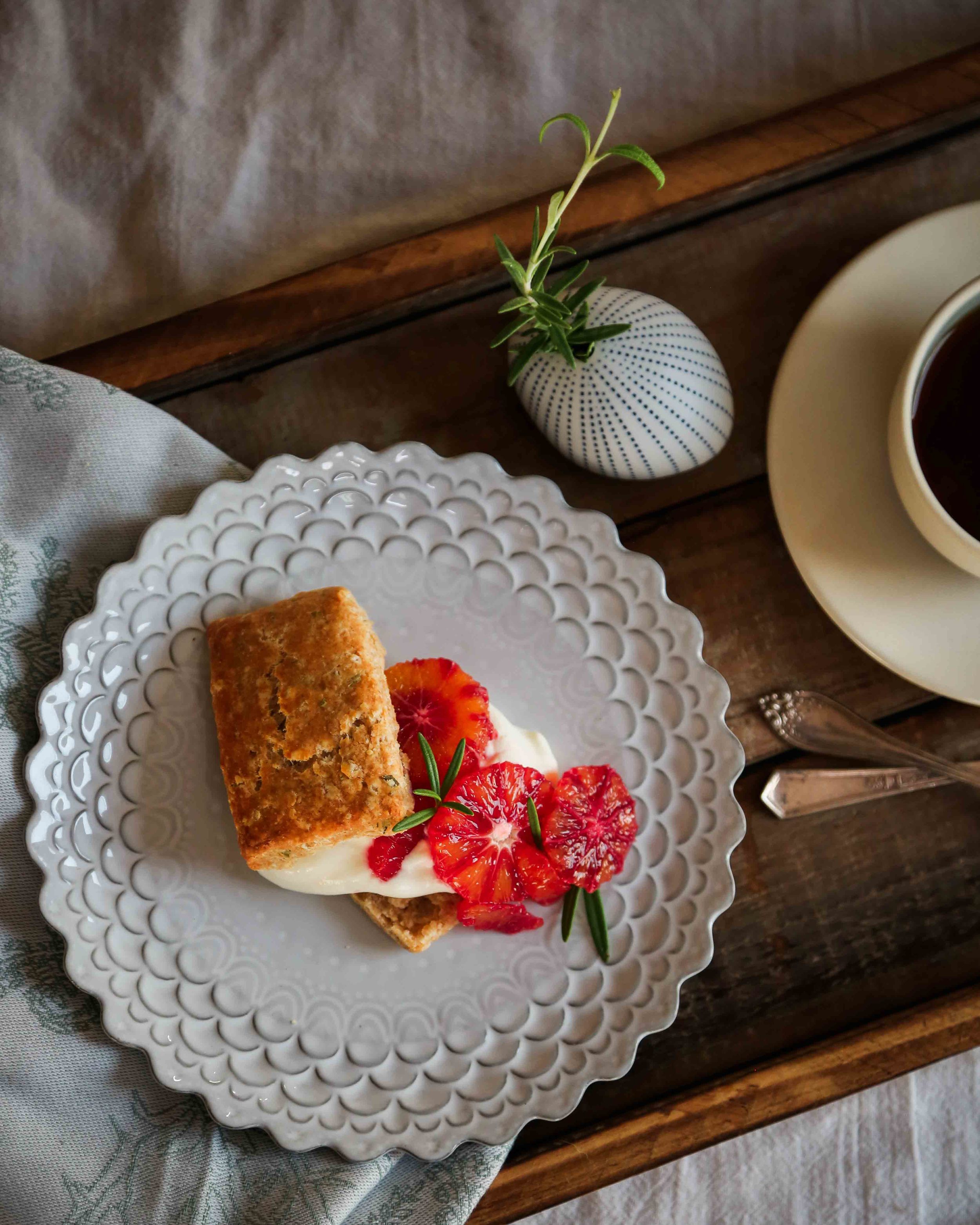 rosemary and blood orange shortcakes