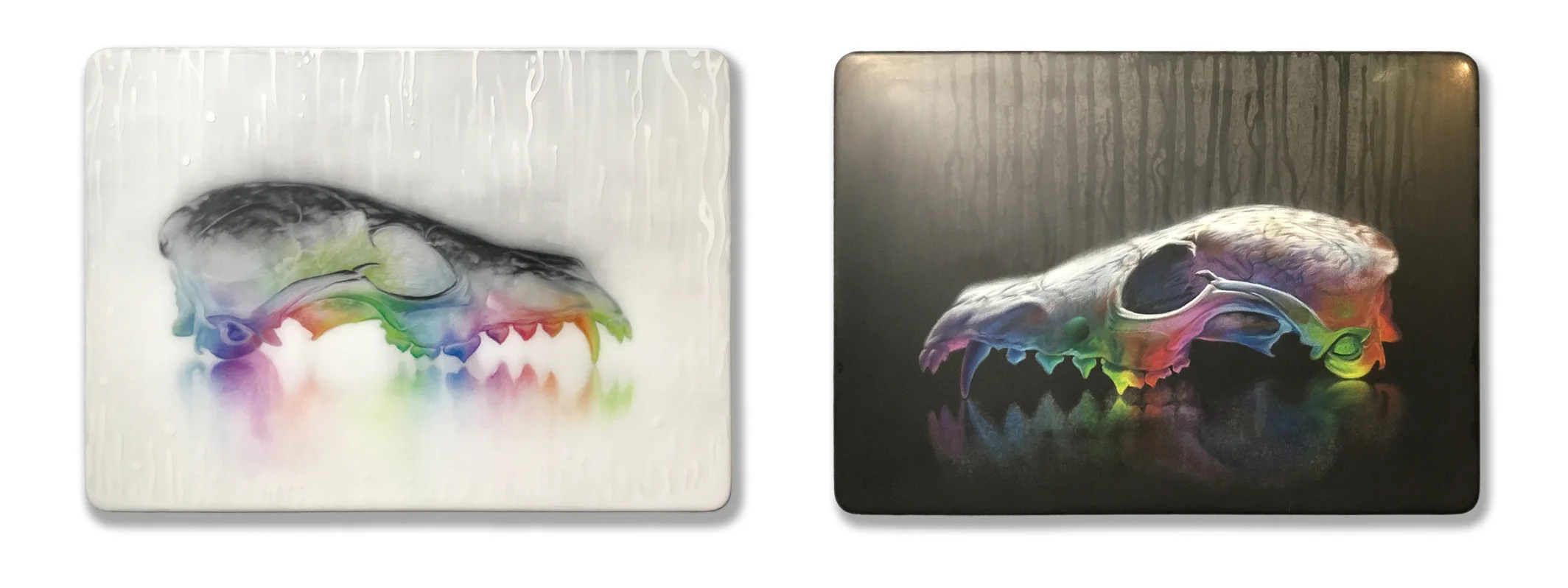 Black, white, and rainbow, mixed media, 17 x 46 inches, 2017. Private collection.