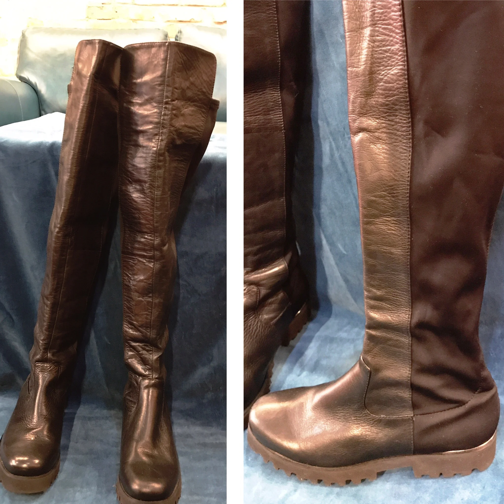 Black Pliner boots with stretchy calf, $46, size 6