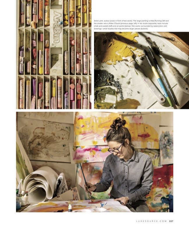 Luxe Interiors, July August 2022, "Art Therapy: A Northern California Artist Finds Beauty and Solace in Painting the Natural World", Deborah Bishop, Photography Alanna Hale