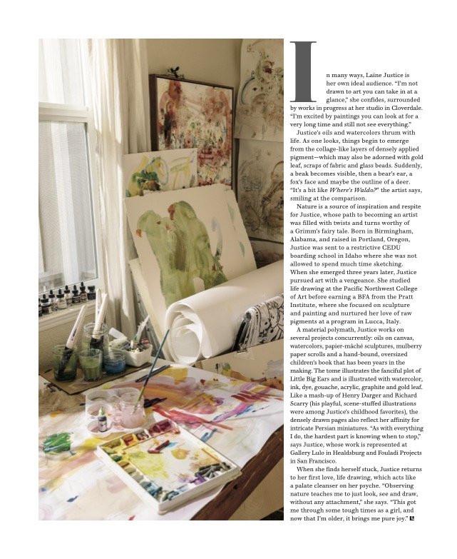 Luxe Interiors, July August 2022, "Art Therapy: A Northern California Artist Finds Beauty and Solace in Painting the Natural World", Deborah Bishop, Photography Alanna Hale