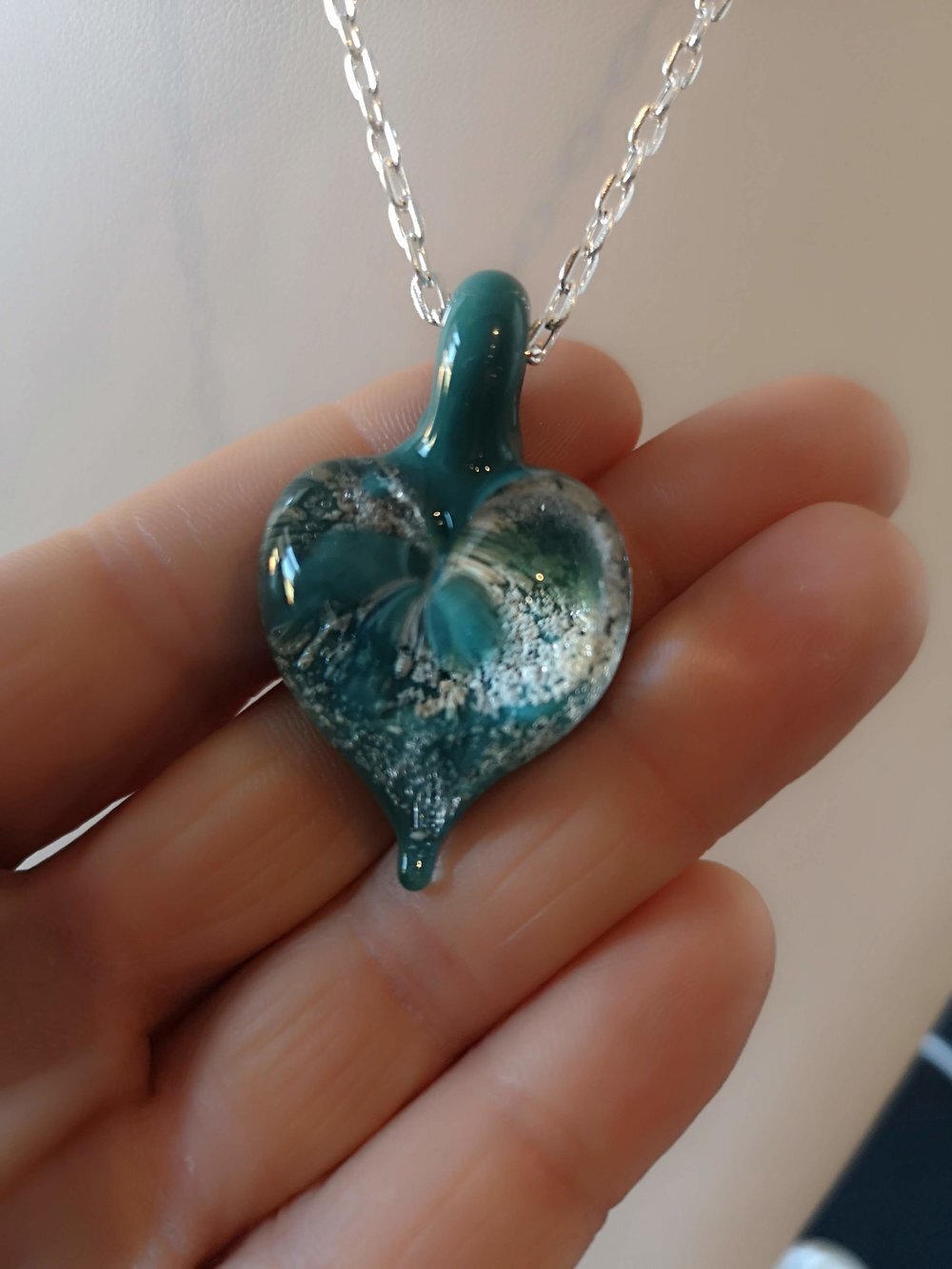 aqua blue heart pendant (Copy)