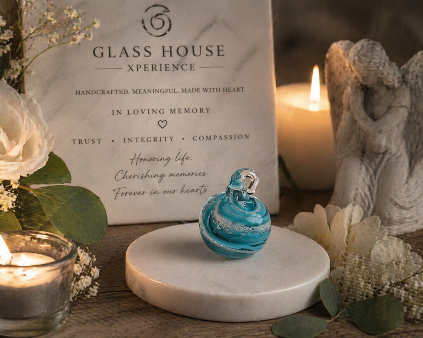 Memorial Glass Hanging Marble
