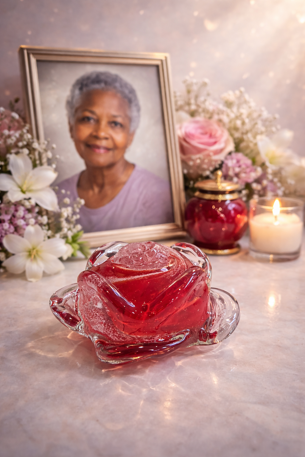 Memorial Glass Rose