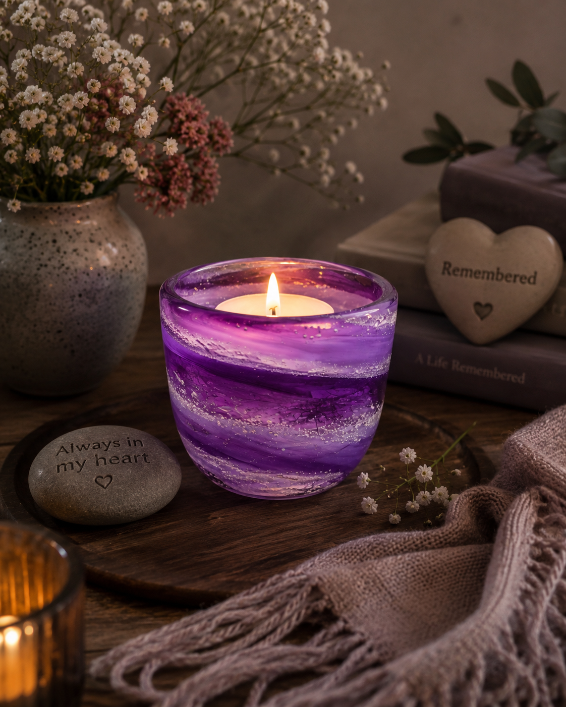 Memorial Glass Votive Candle Holder
