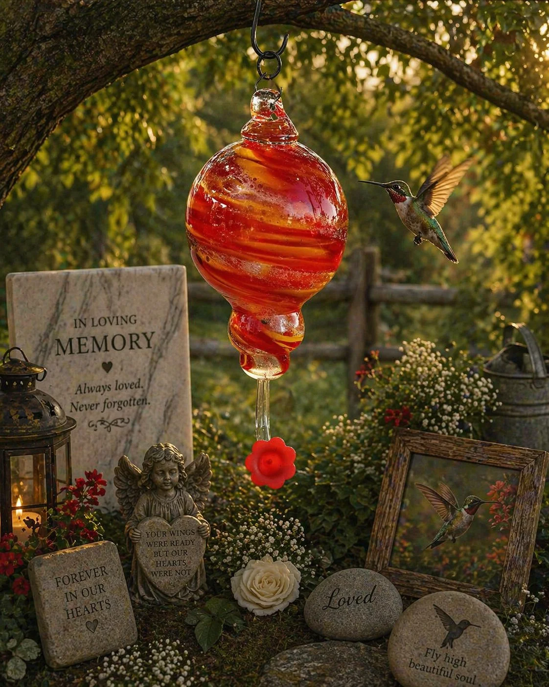 Memorial Glass Hummingbird Feeder