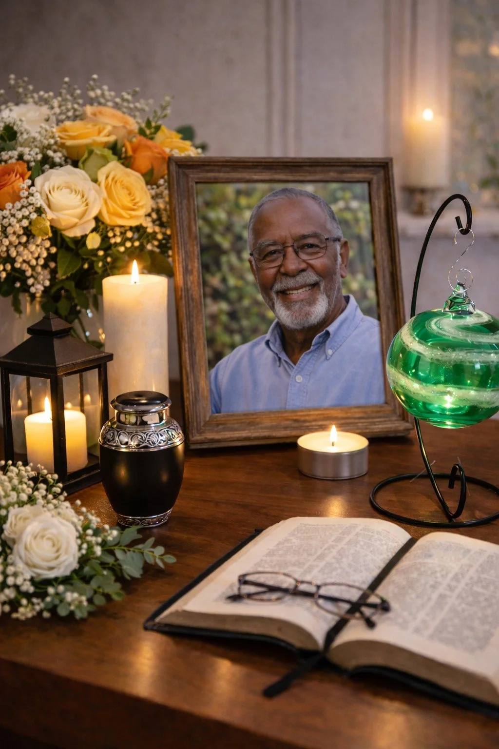 Memorial Glass Blown Ornament - Stand not included