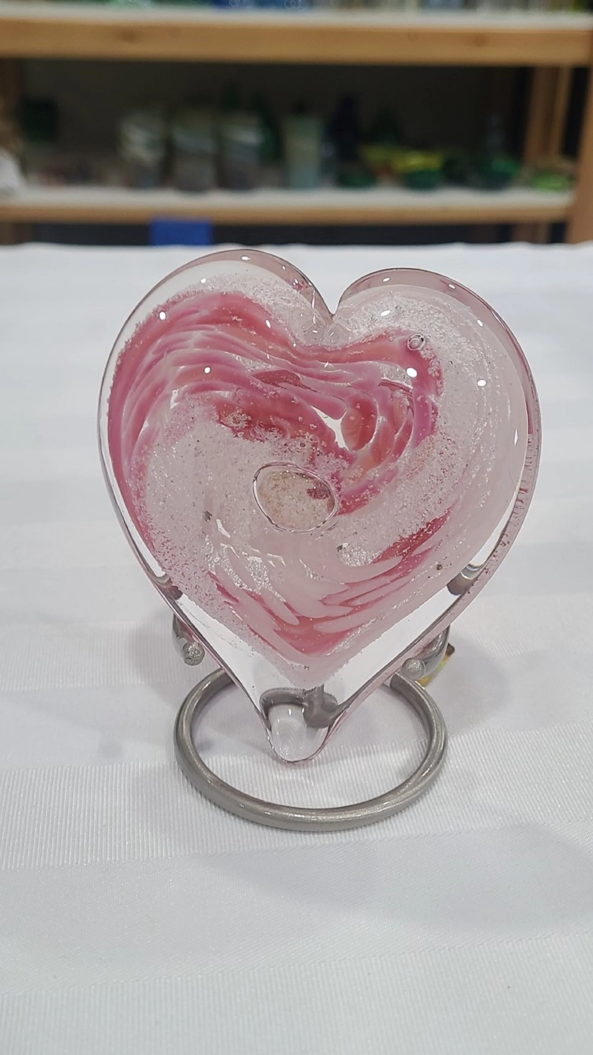 Metal Memorial Glass Heart Stand