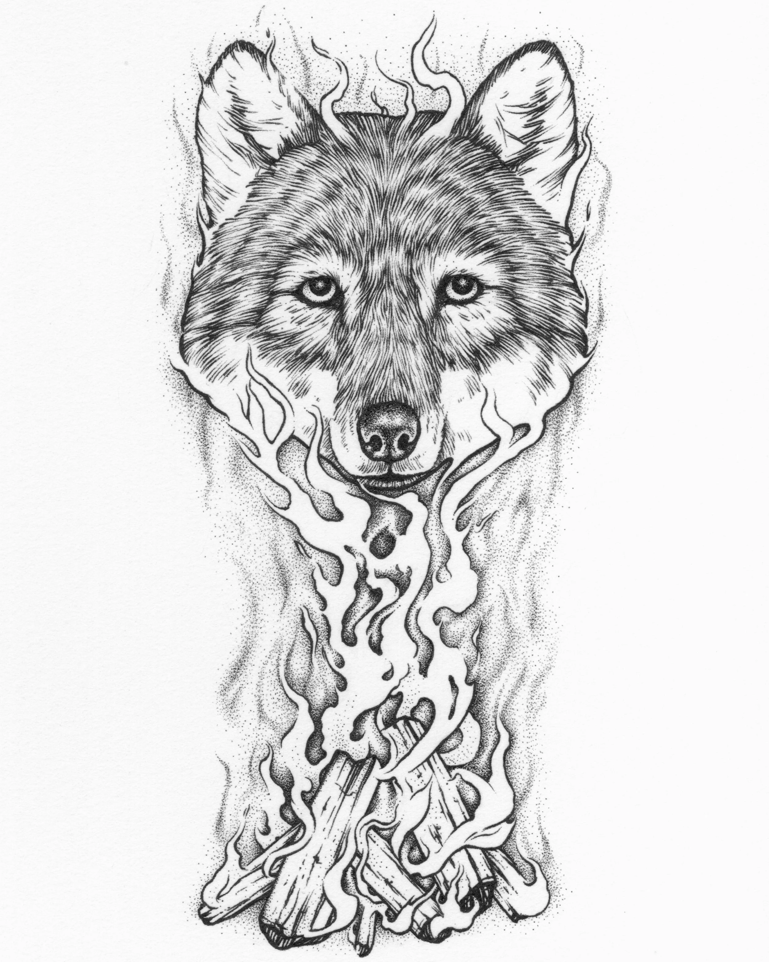 Wolf Spirit in the Flames