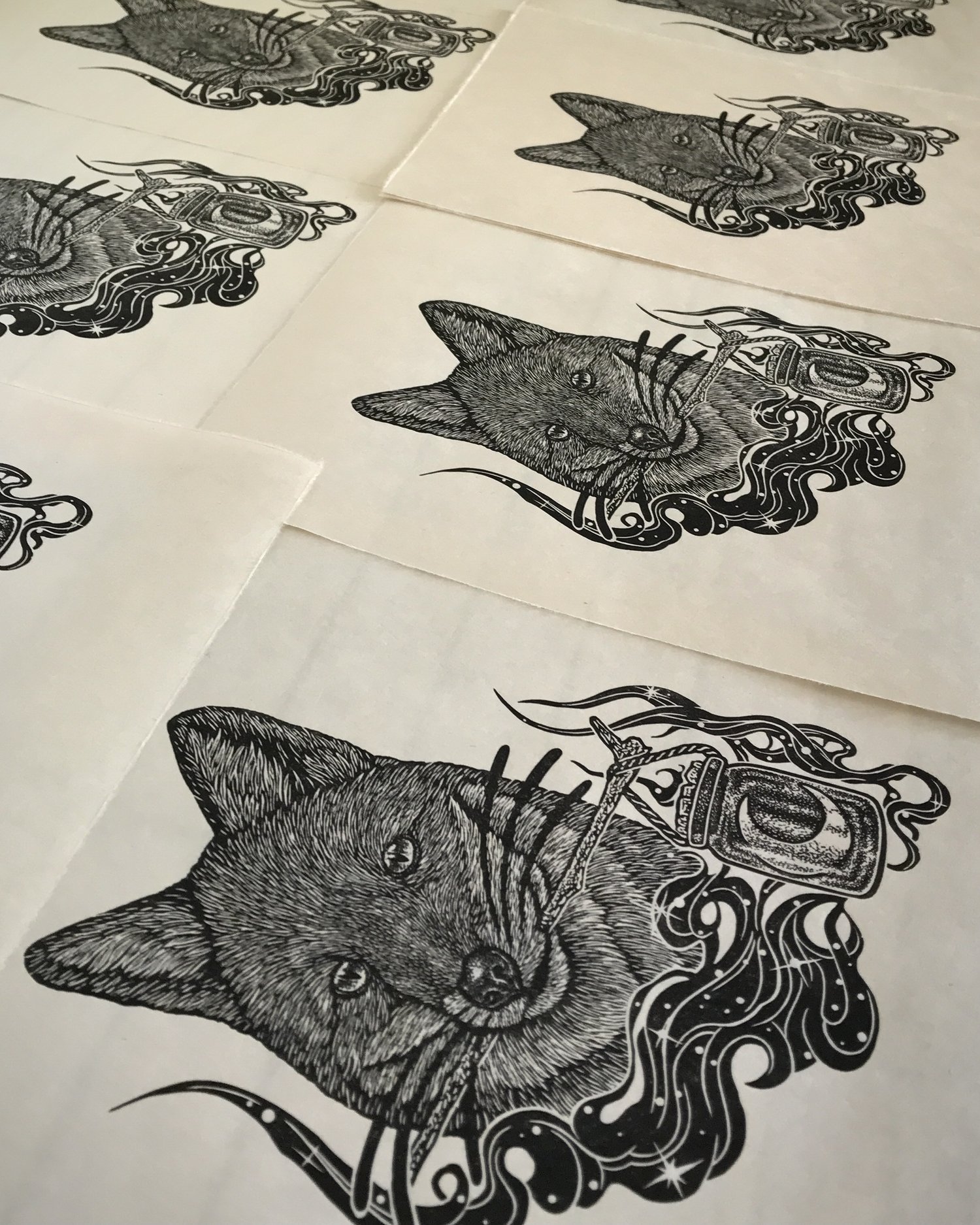 【CPGN STUDIO】Mooncatcher Pigment Artwork Short Sleeve Moon Shine' Linocut Print — Jason Limberg
