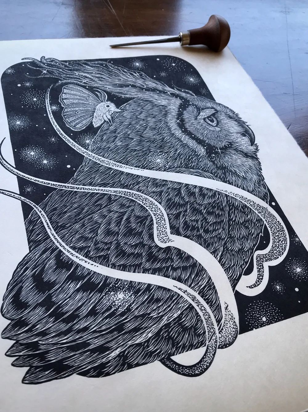 Nocturnal Companions' Linocut Print — Jason Limberg