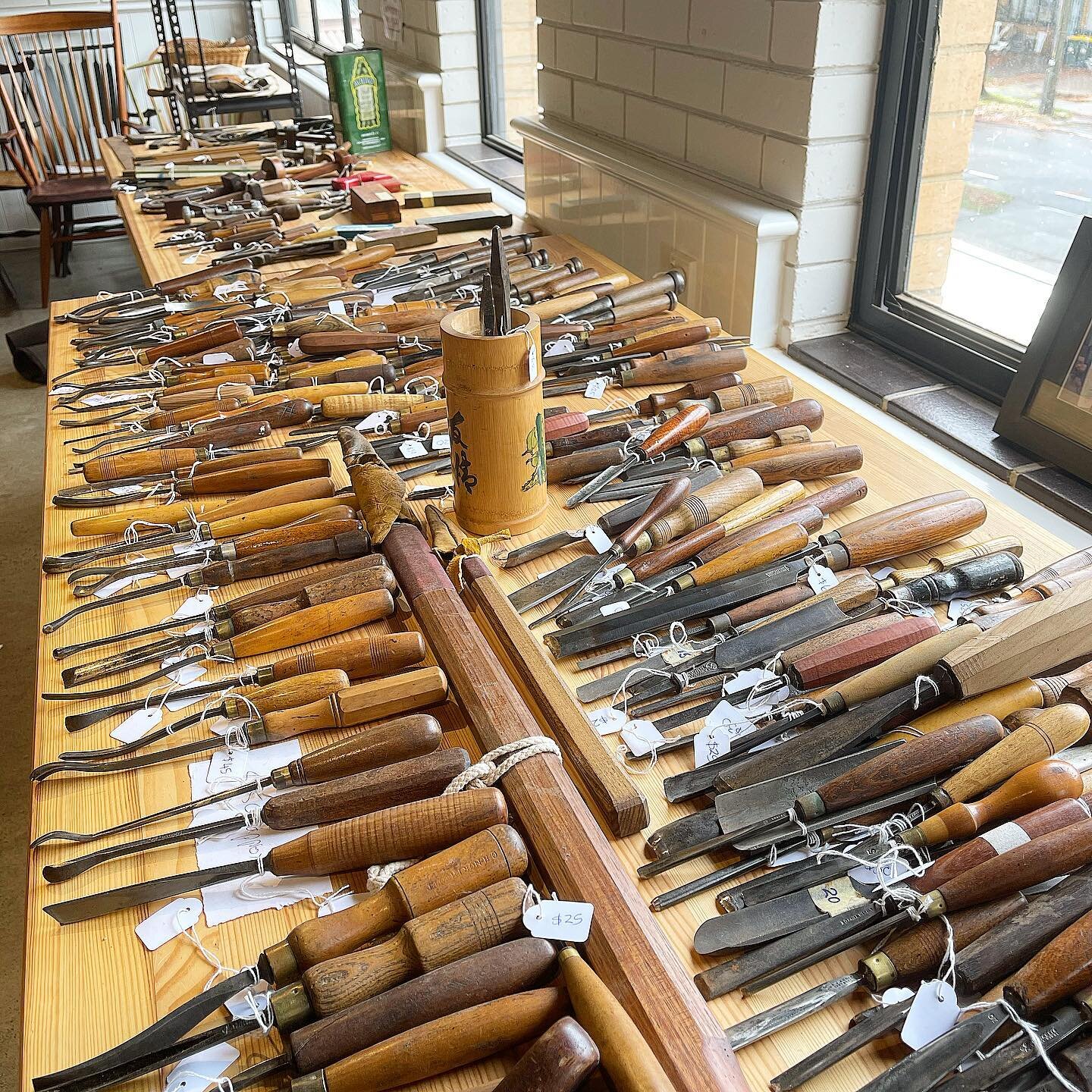 Yesterday we held a sale for our students of my late friend and mentor Bryan Poynton&rsquo;s hand tools. He collected over the years a sizeable amount of carving chisels. Too many to count. #woodwork #madeinmelbourne #handmade