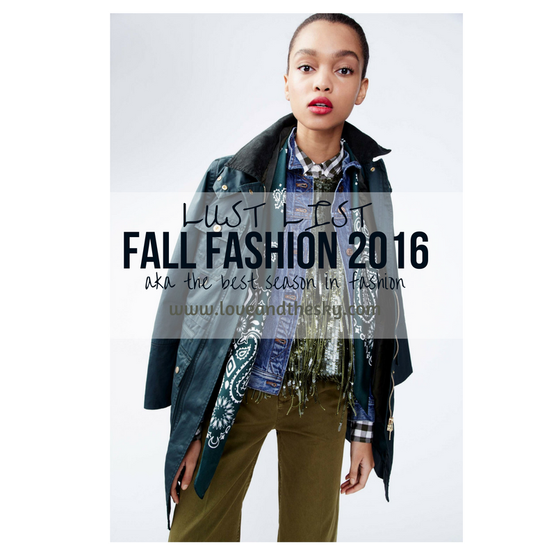 Love and the sky - lust list - fall 2016 fashion for the part time young professional, part time cool girl, 20 something, 30 something cool professional girl, denim jackets, trench coats, j crew, madewell, everlane