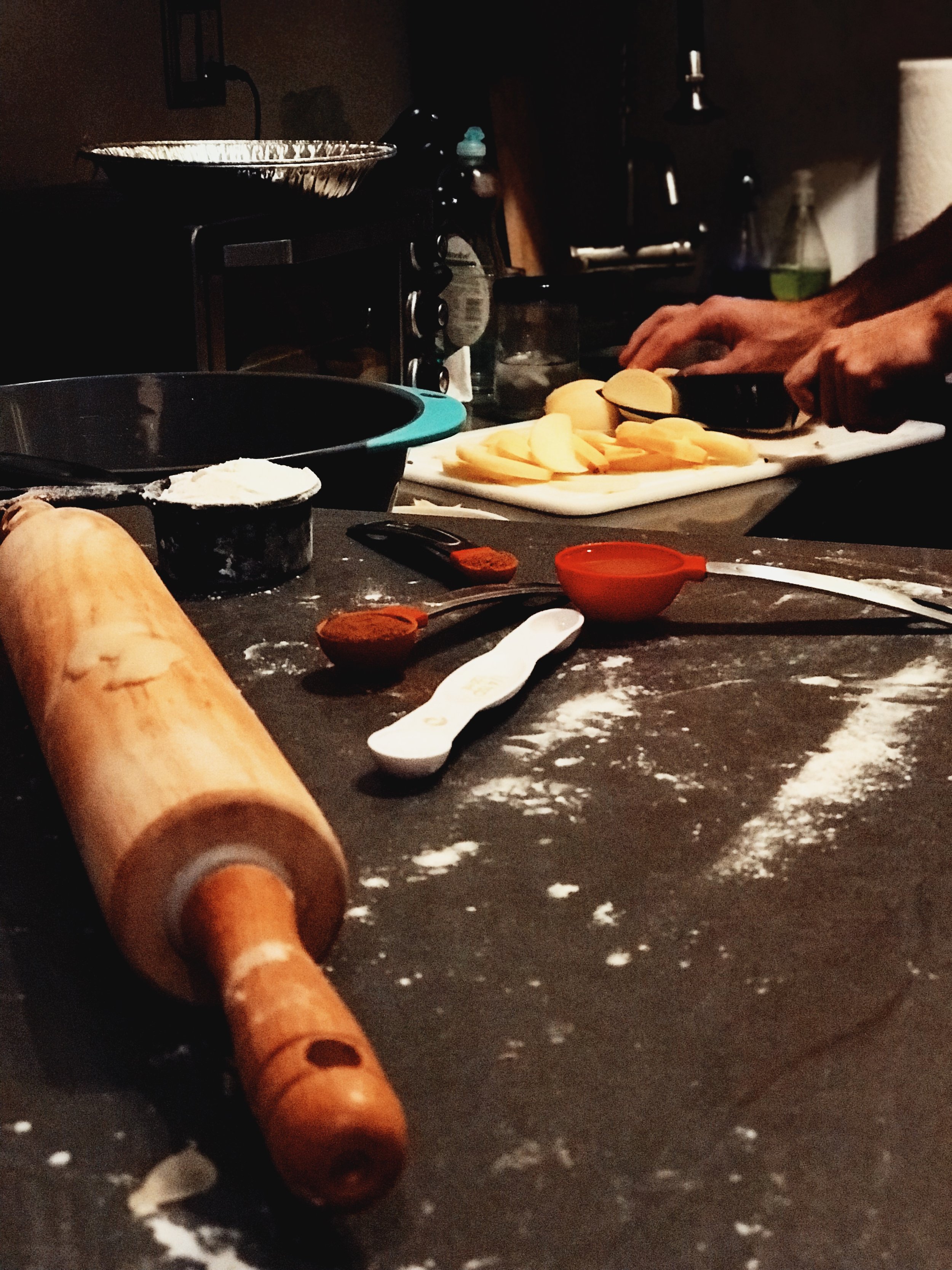 Apple chopping.