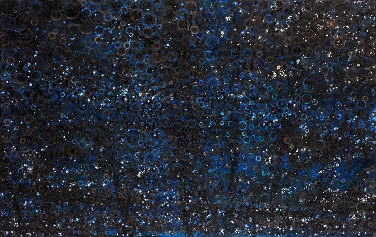   Dark Sky , Oil with Gold and Palladium Leaf on Panel, 24 x 38 x 2 in.&nbsp;  Contact Gallery for Price 