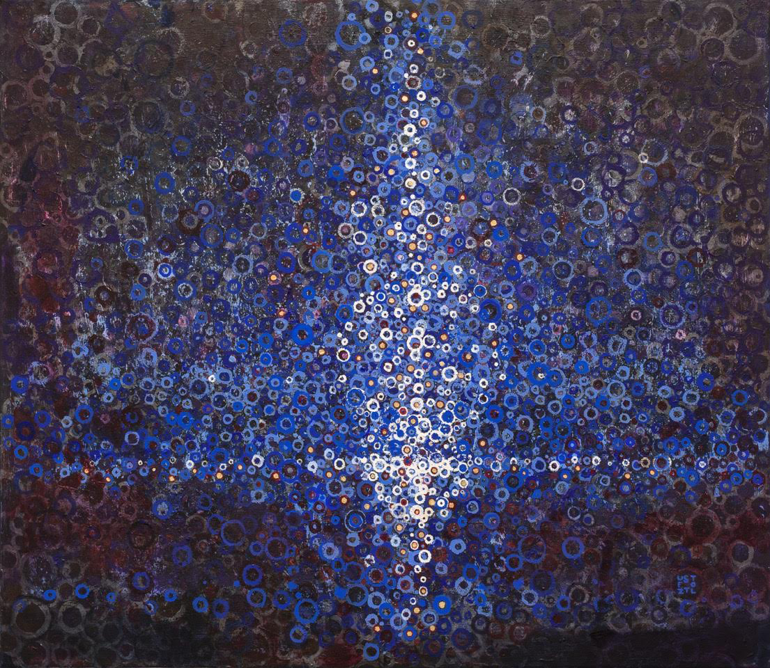  Randall Stoltzfus, After, Acrylic Dispersion with Gold Leaf on Polymer Canvas, 34 x 39 in.
