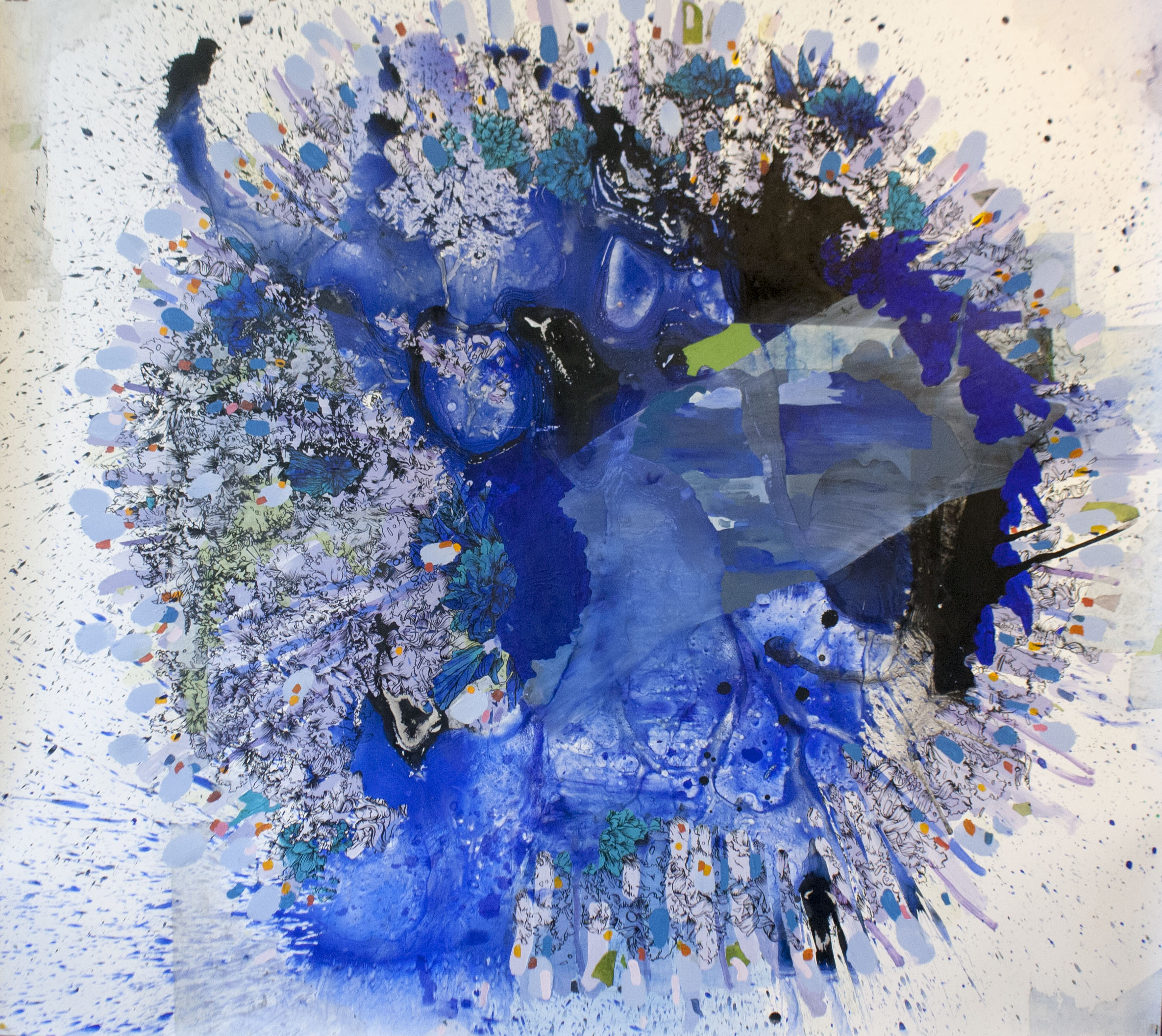  Katherine Tau-Lan Mann, Cauldron 2, Acrylic and Sumi Ink on Paper, 62.5 x 65.5 in.