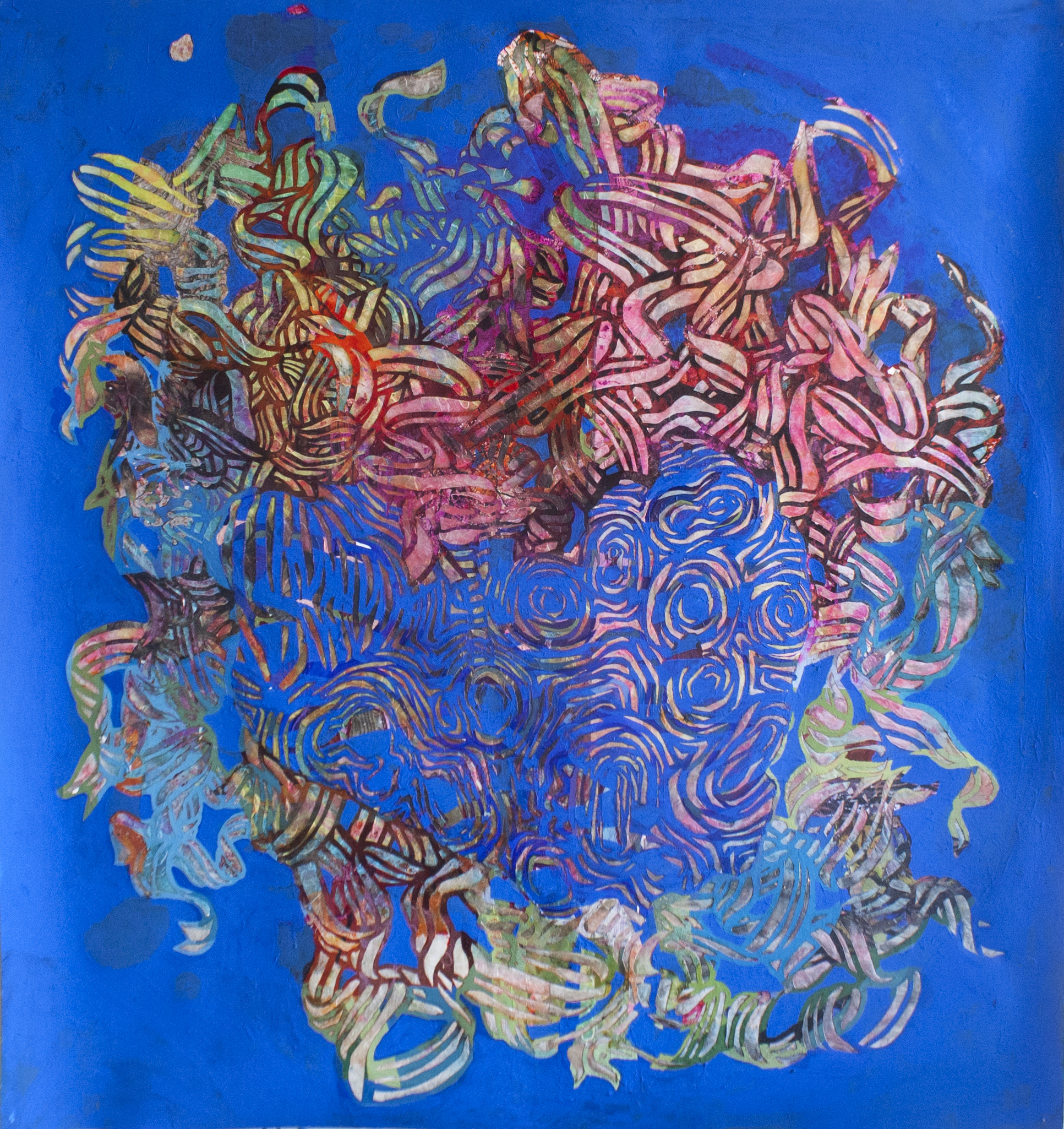  Randall Stoltzfus, After, Acrylic Dispersion with Gold Leaf on Polymer Canvas, 34 x 39 in.