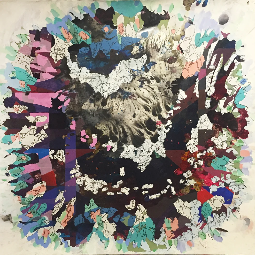   Untitled , Acrylic, Sumi Ink, Silkscreen on Paper, 60.5 x 63 in.  Contact Gallery for Price 