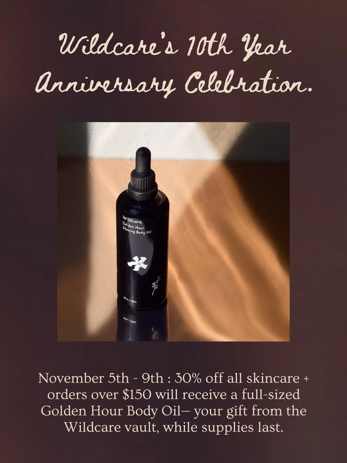 WE’RE ONE WEEK AWAY! 💫 
As our yearly tradition, we’d love to say THANK YOU in a BIG way by offering one large sale a year—  our only sale before the holidays.
All skincare will be 30% off from November 5th-9th, and all orders of