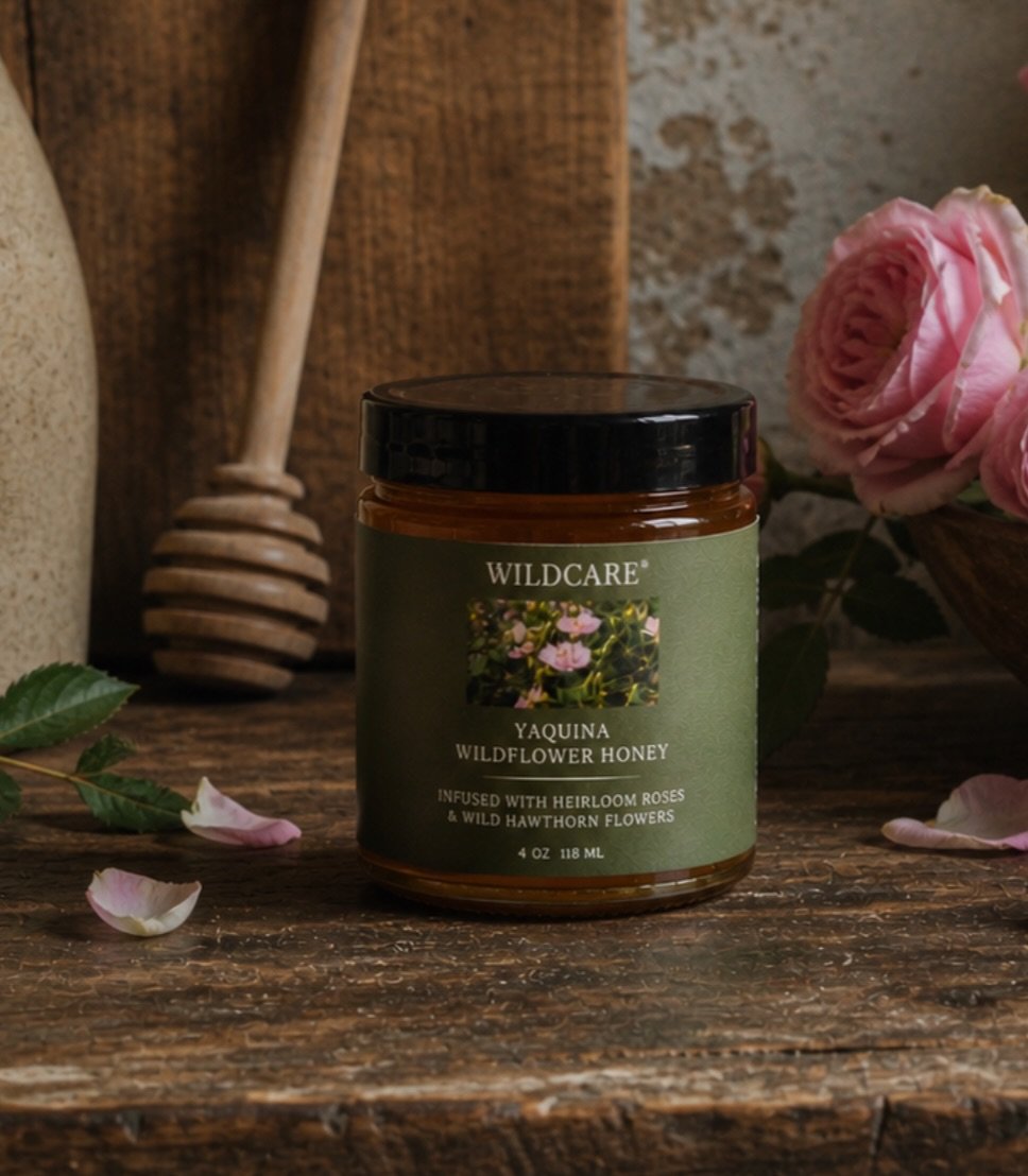 Taste our garden&hellip;🍯

Yaquina wildflower honey infused with sun-dried heirloom roses from our family garden &amp; wild hawthorn petals.

For 10 years of offering our Bee Rosy Mask and suggesting to mix it with honey to activate, we are excited 