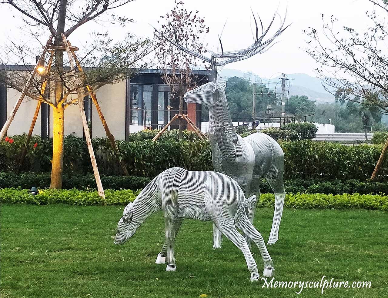 Stainless steel deer sculpture