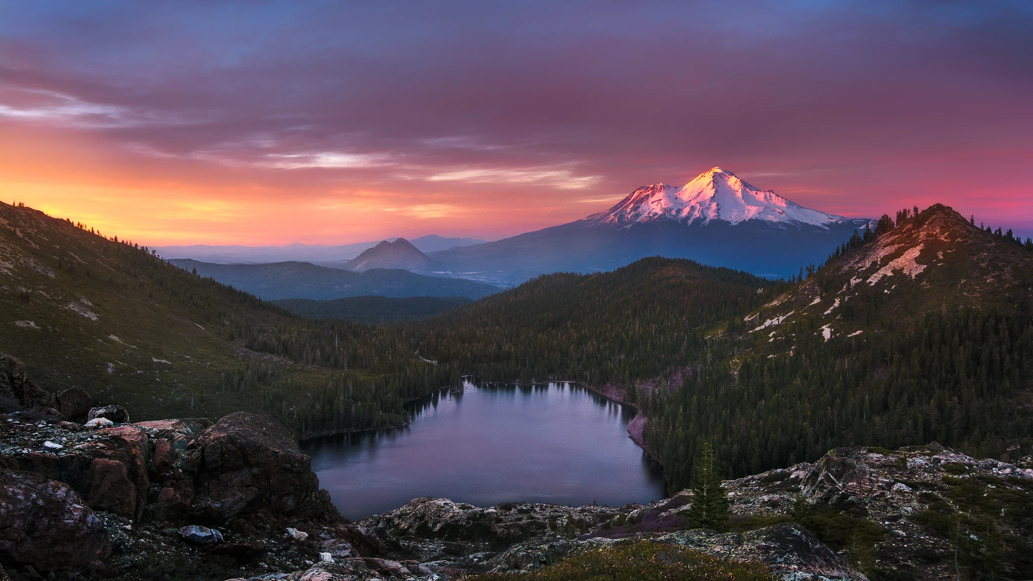 Sunset colors on Mt Shasta