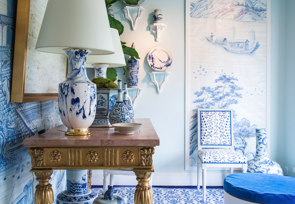 Mark Sikes' Window For Legends 2014. Mark Sikes has been a big inspiration when incorporating all different kinds of blue mediums. He brilliantly places different items throughout, while still creating a cohesive design. For constant inspiration follow his instagram or his hashtag #blueandwhiteforever. 