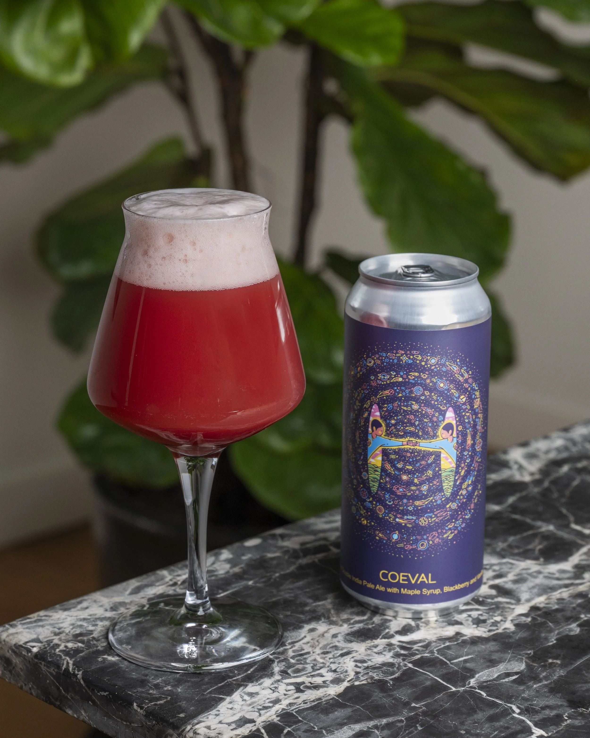 Coeval, our Sour IPA, in glass and can.